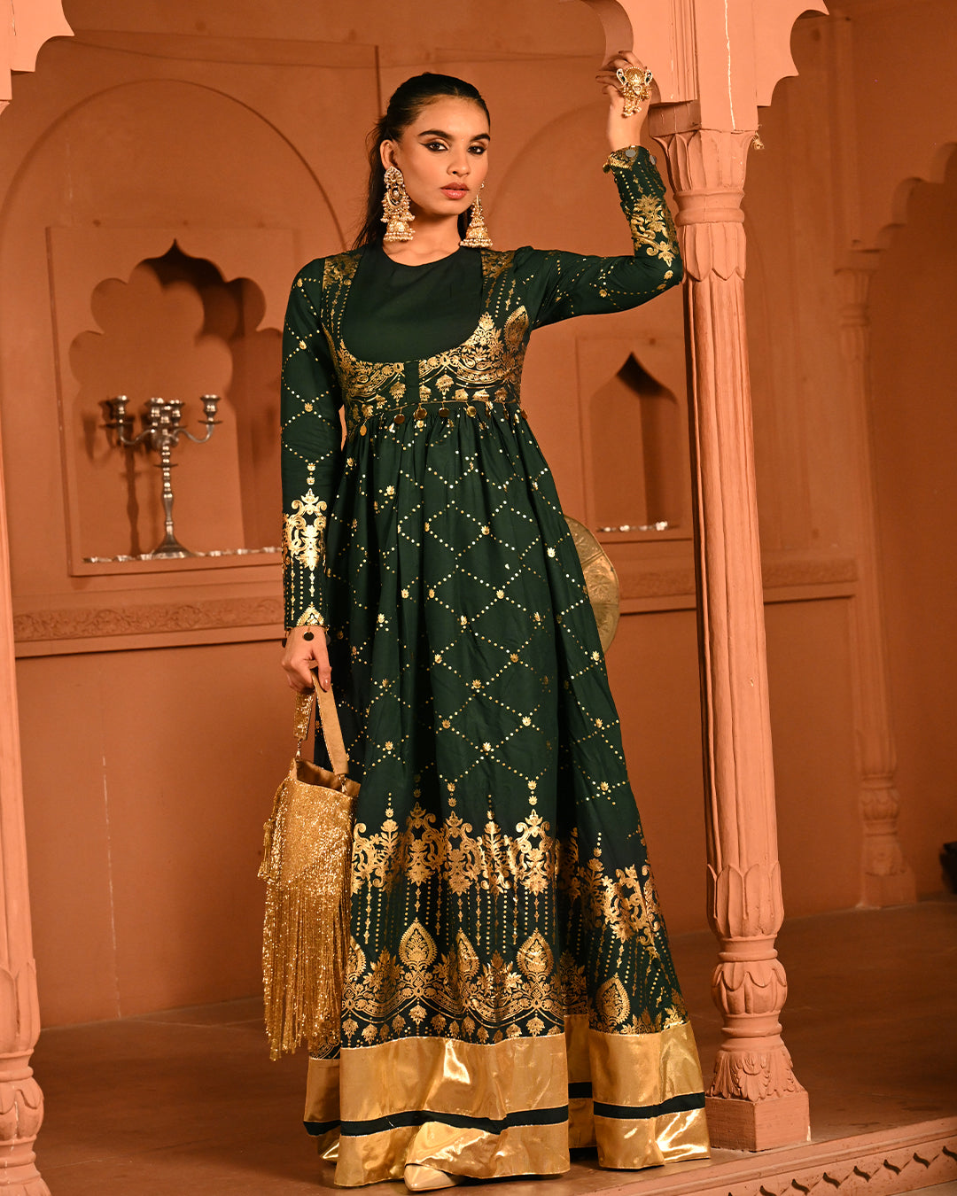 Green sitara Anarkali