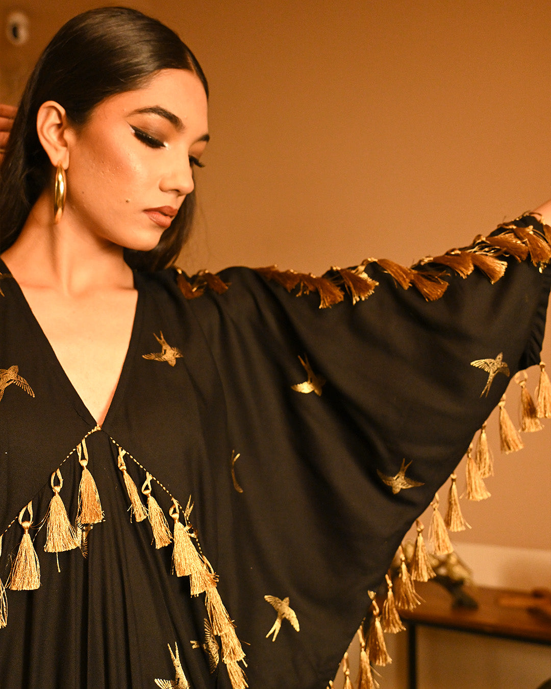 Gold Bird Foil kaftan