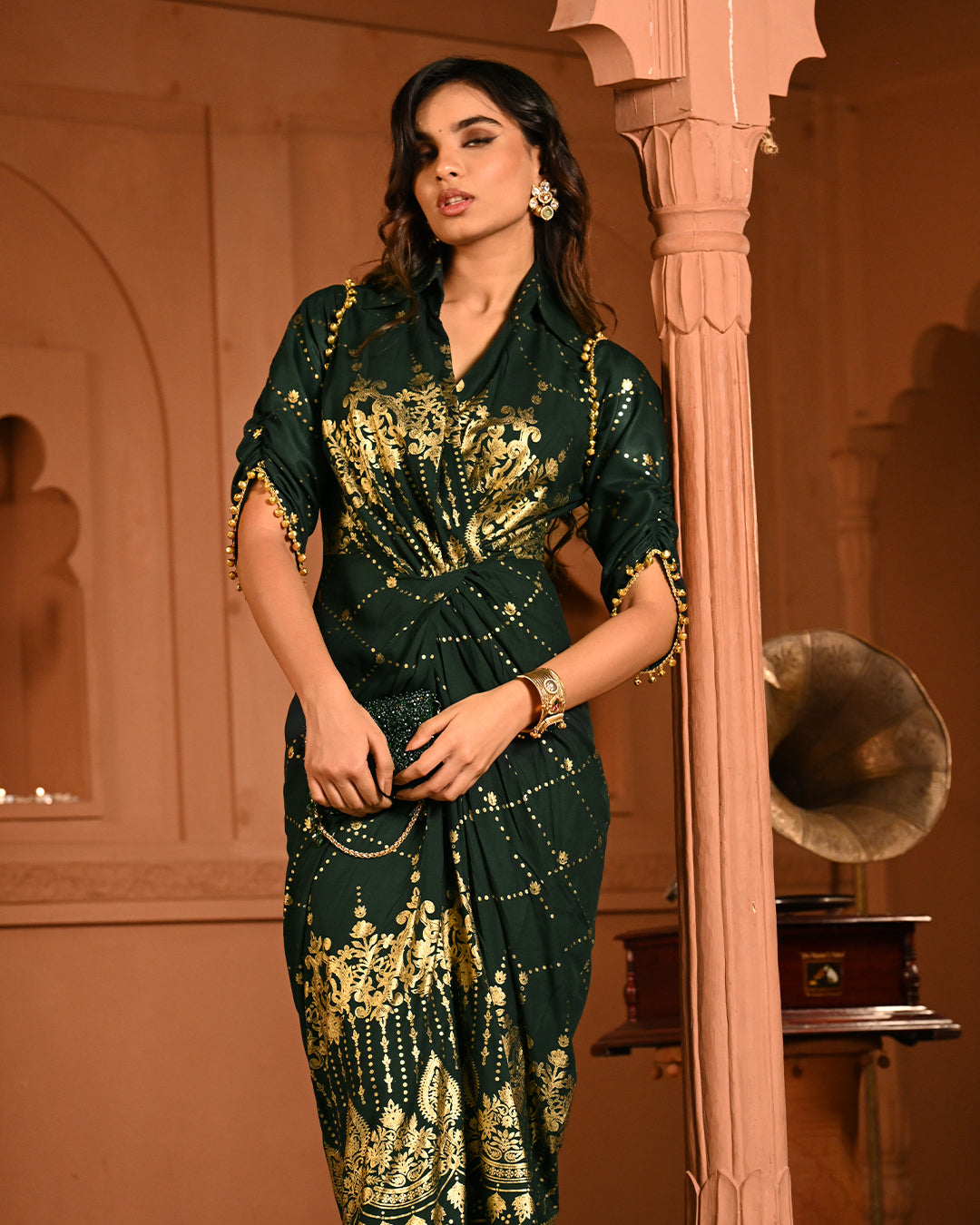 Green Ghunghroo shirtdress