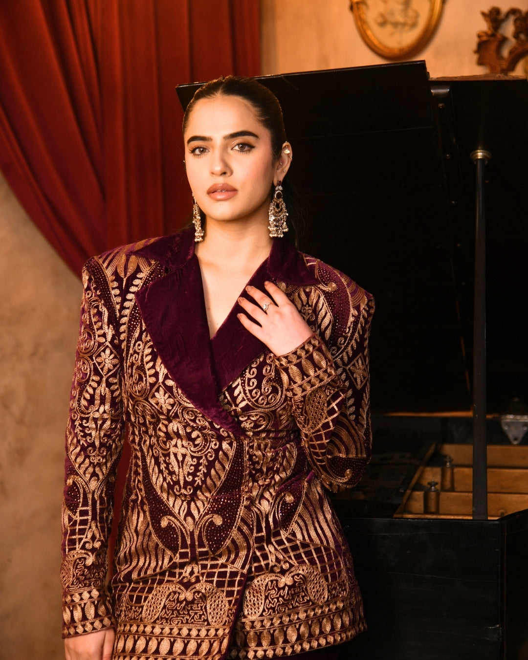 Violet Velvet Blazer set