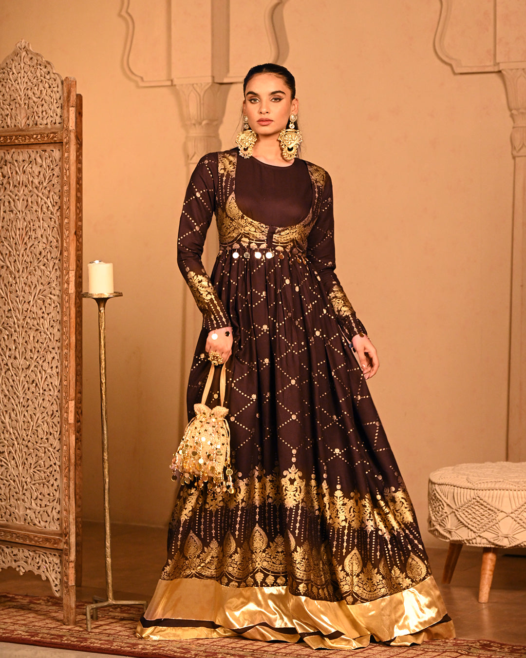 Brown sitara Anarkali