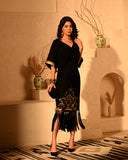FLORA FOIL DRAPE DRESS