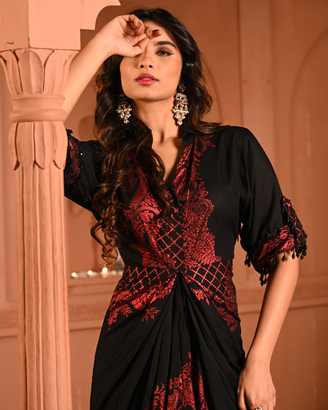 Red Safa Shirtdress
