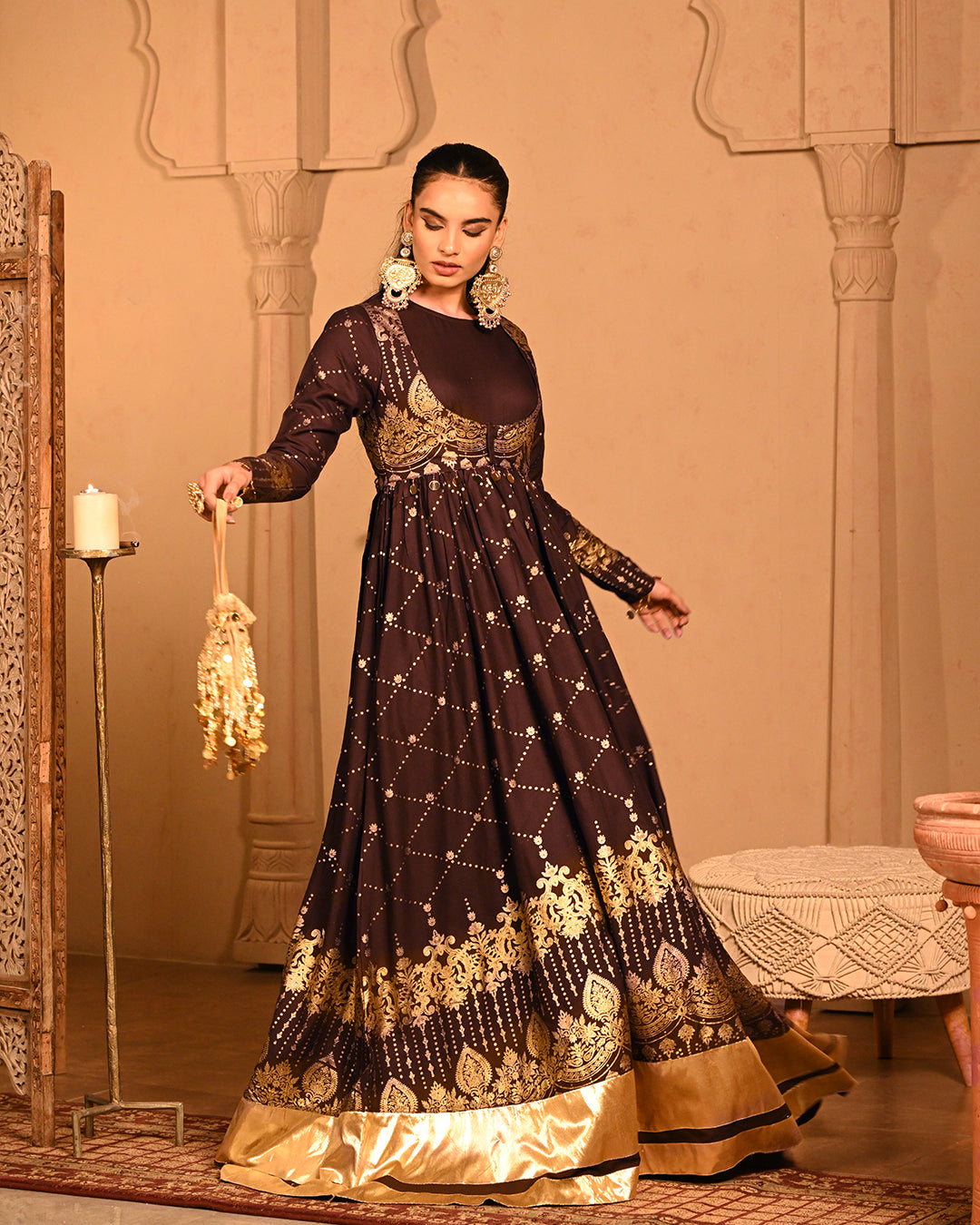 Brown sitara Anarkali