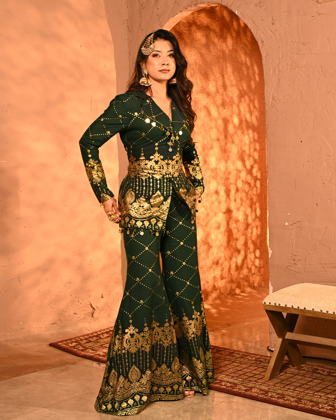 Green Salma Blazer set