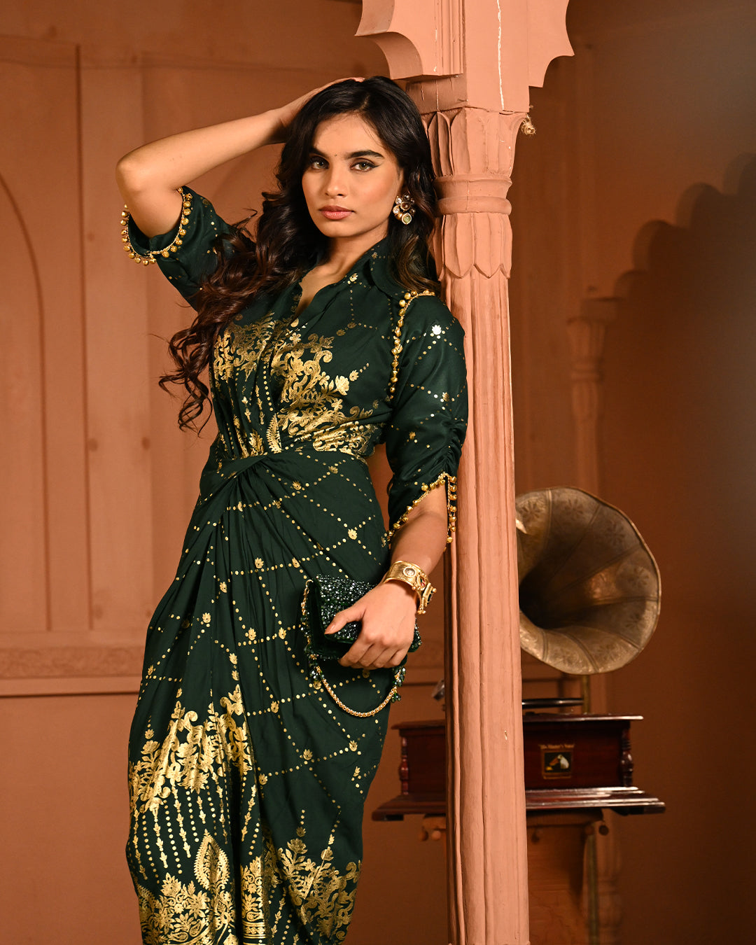 Green Ghunghroo shirtdress