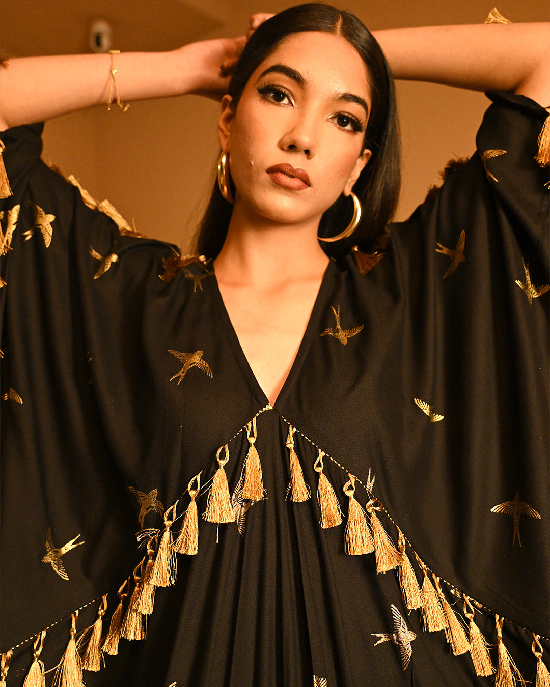 Gold Bird Foil kaftan