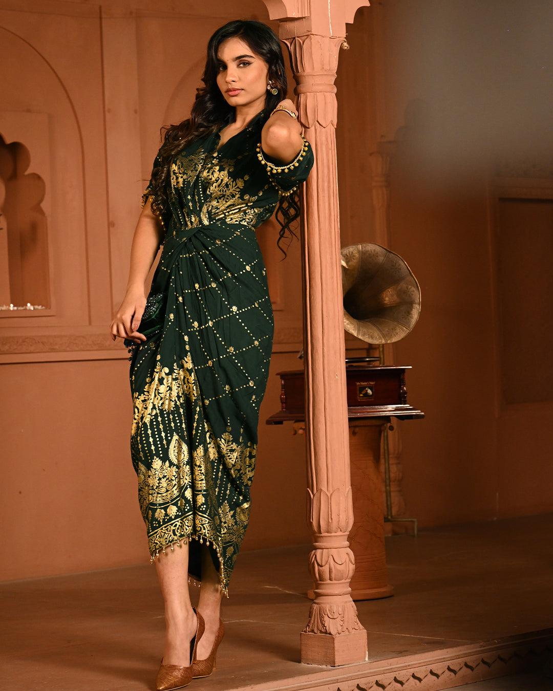 Green Ghunghroo shirtdress