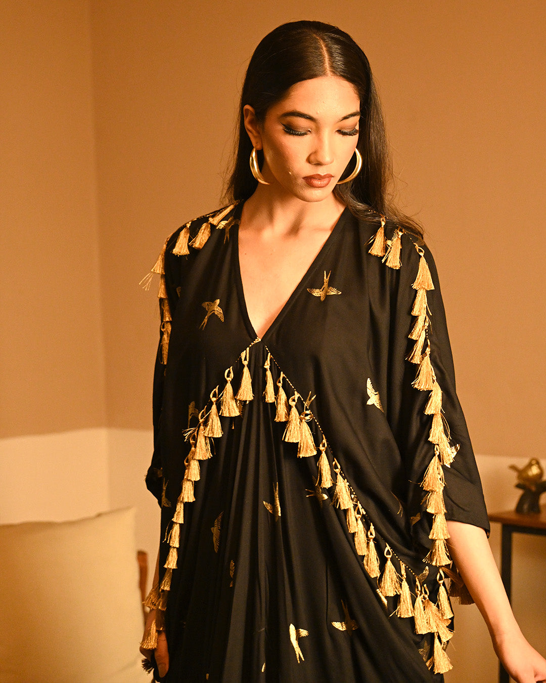 Gold Bird Foil kaftan