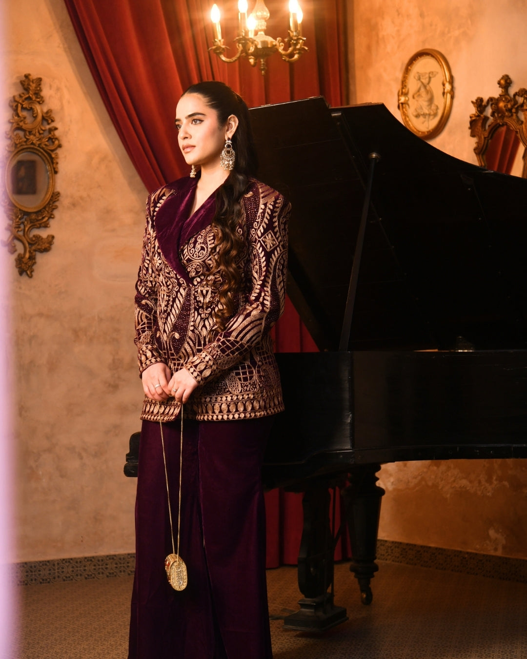 Violet Velvet Blazer set