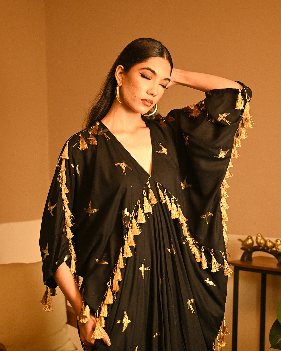 Gold Bird Foil kaftan