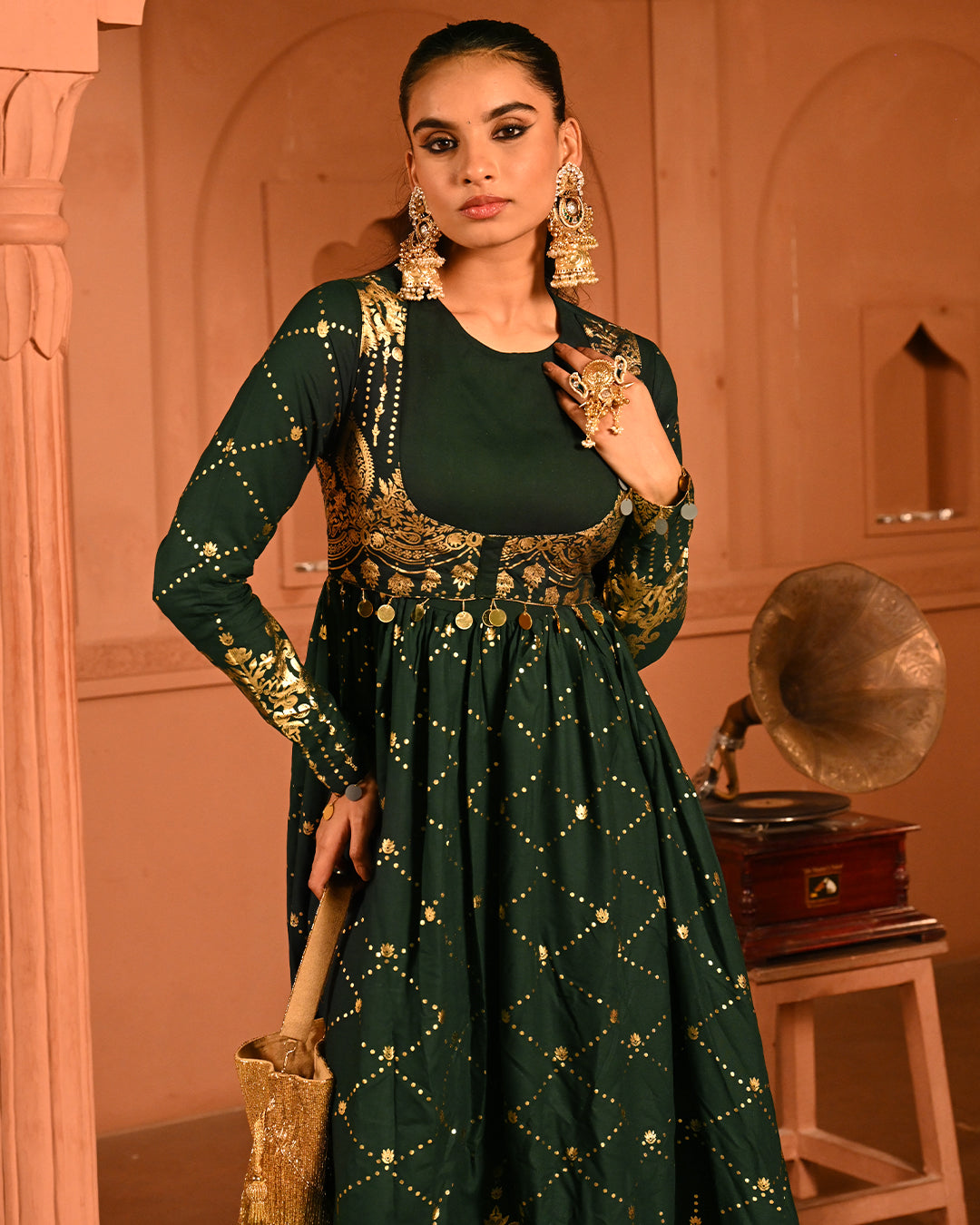 Green sitara Anarkali