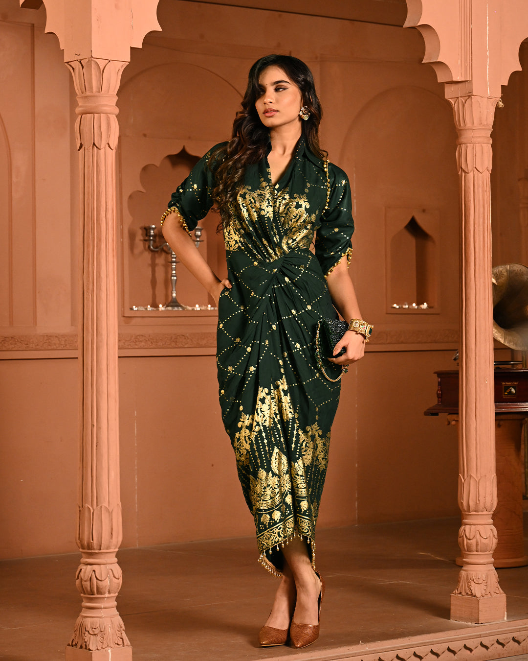 Green Ghunghroo shirtdress