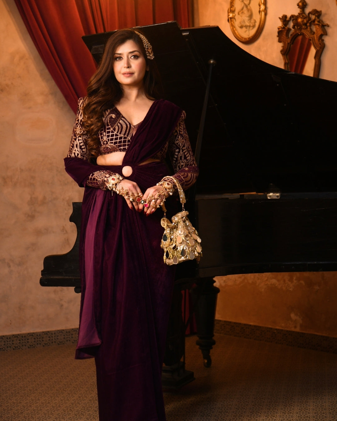 Violet Velvet Saree
