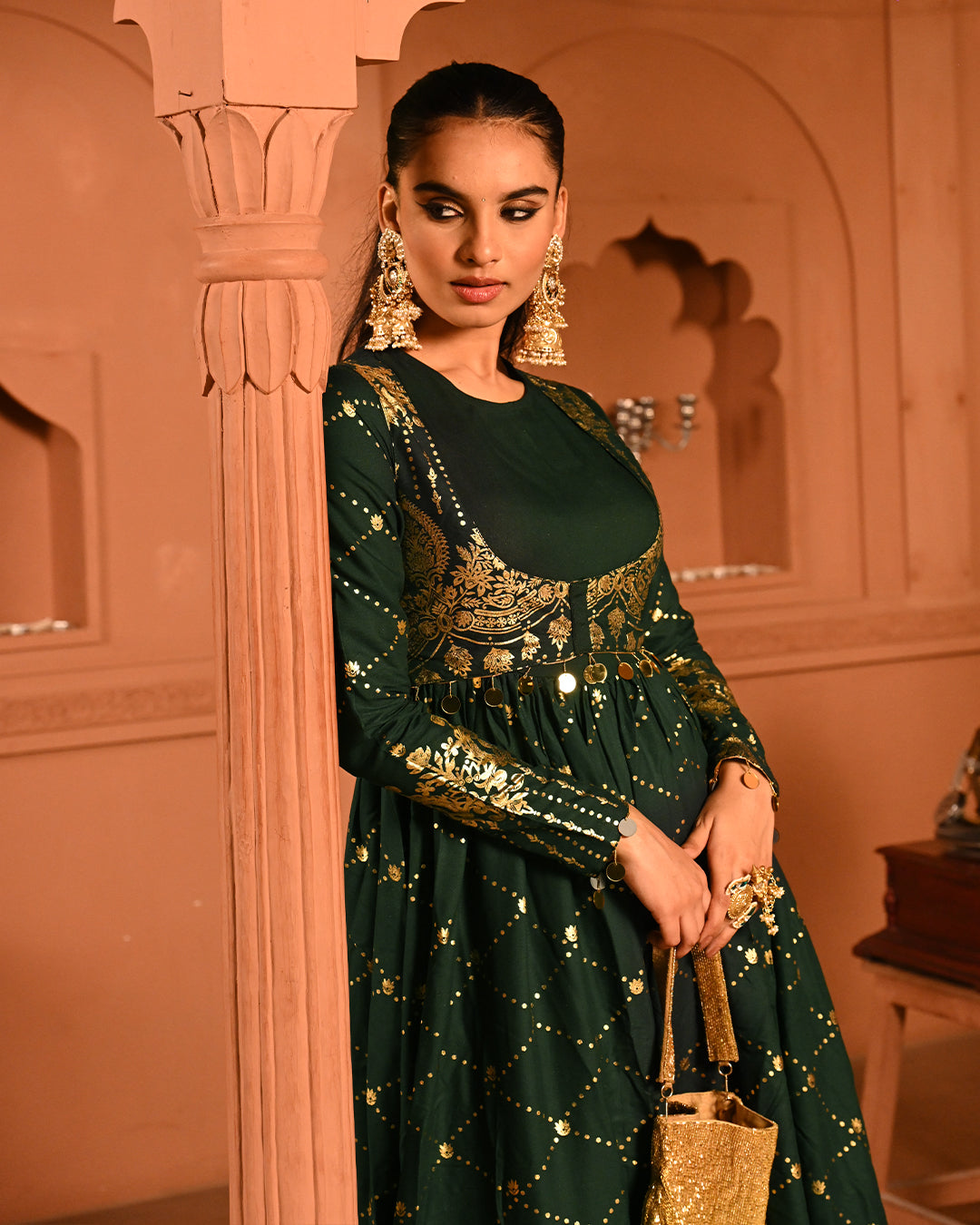 Green sitara Anarkali