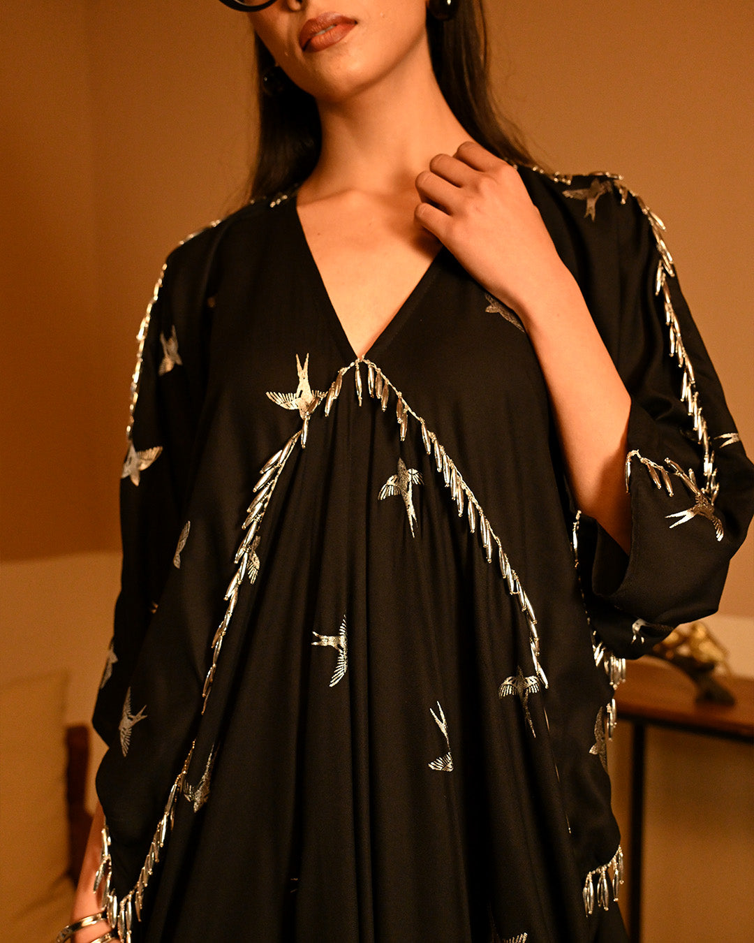 Silver Bird Foil kaftan