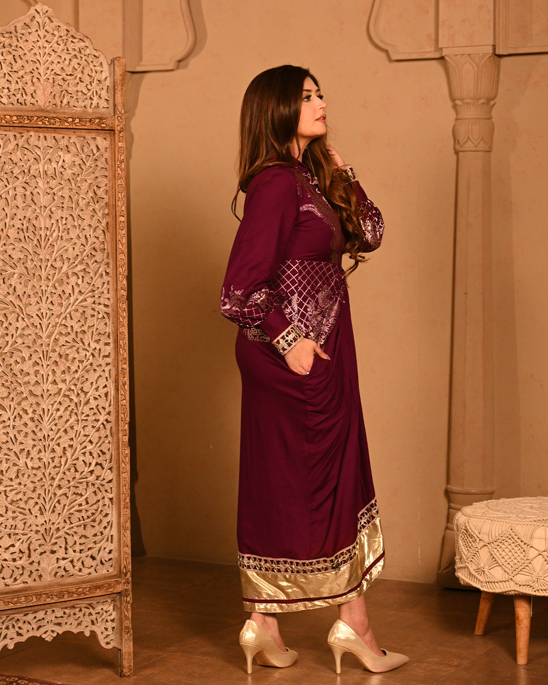 Wine Noor shirtdress
