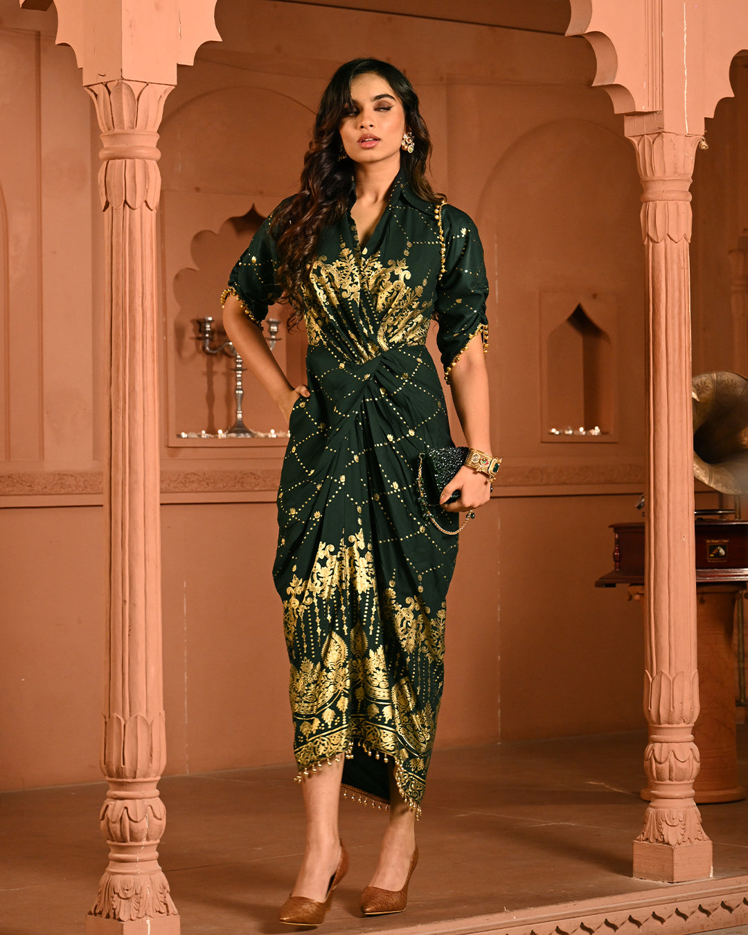 Green Ghunghroo shirtdress