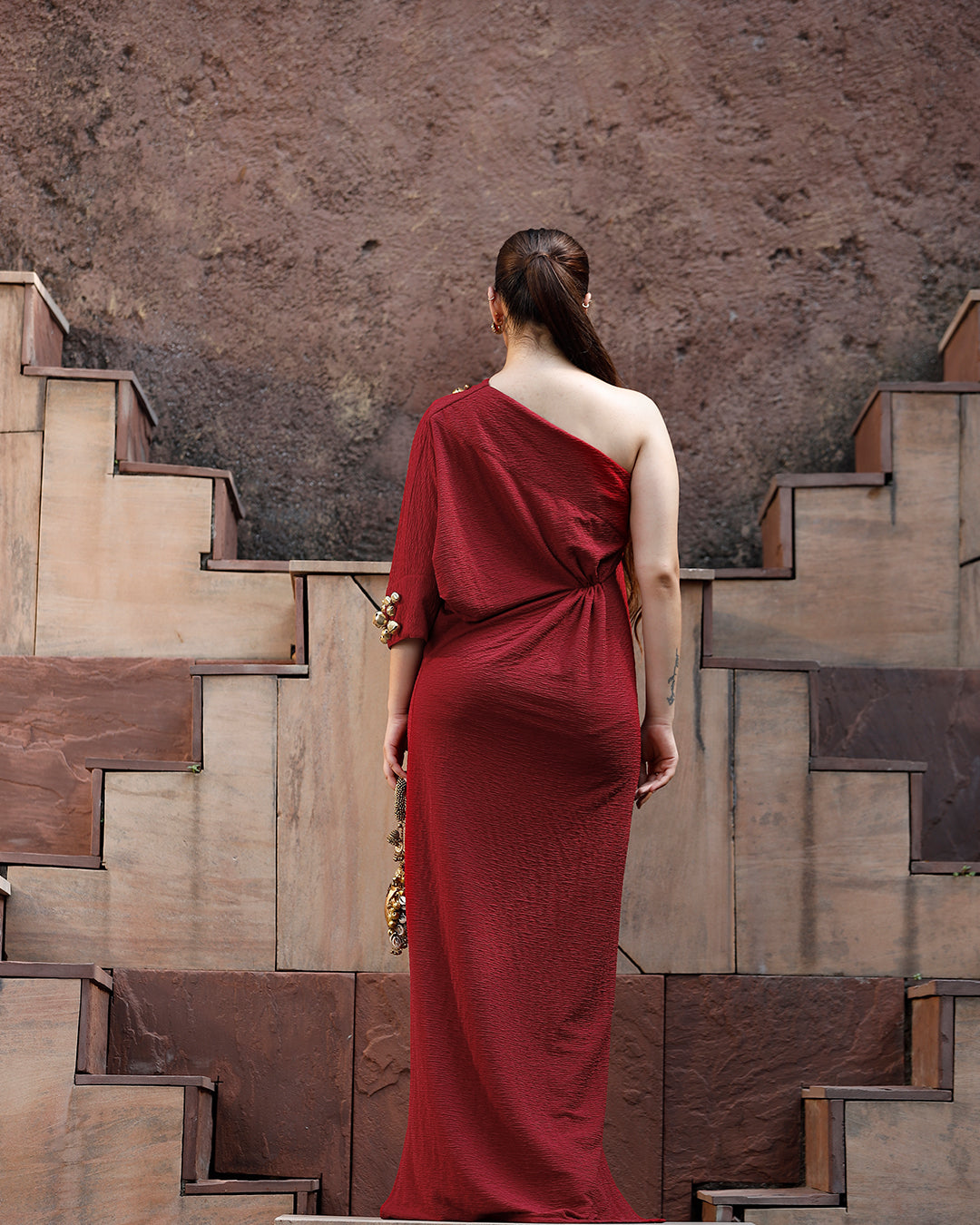 Jhankaar Red Assymetrical Kaftan