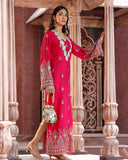 Fuschia Pink Embriodery Kaftan