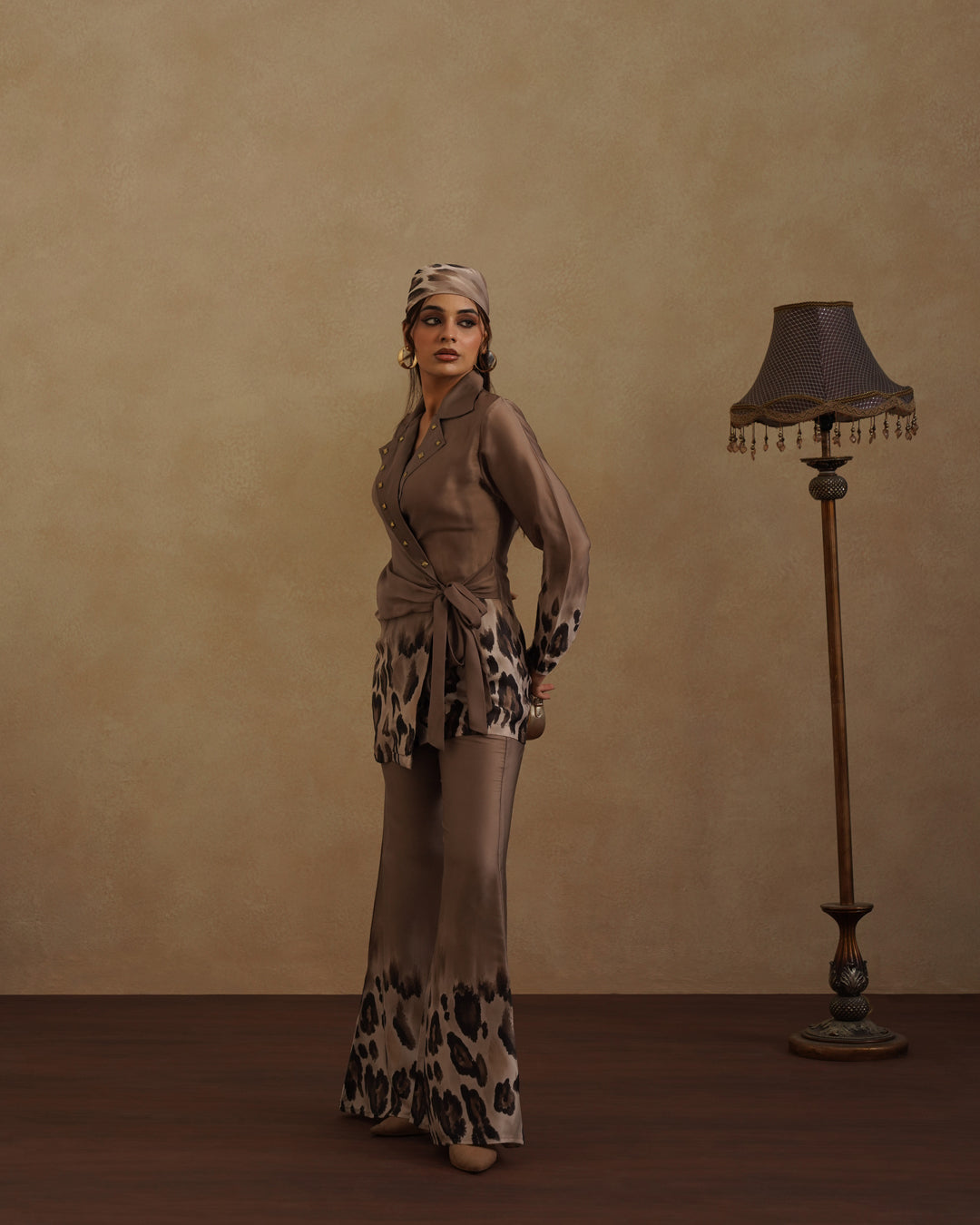 Leopard Blazer set  with Free Bandana