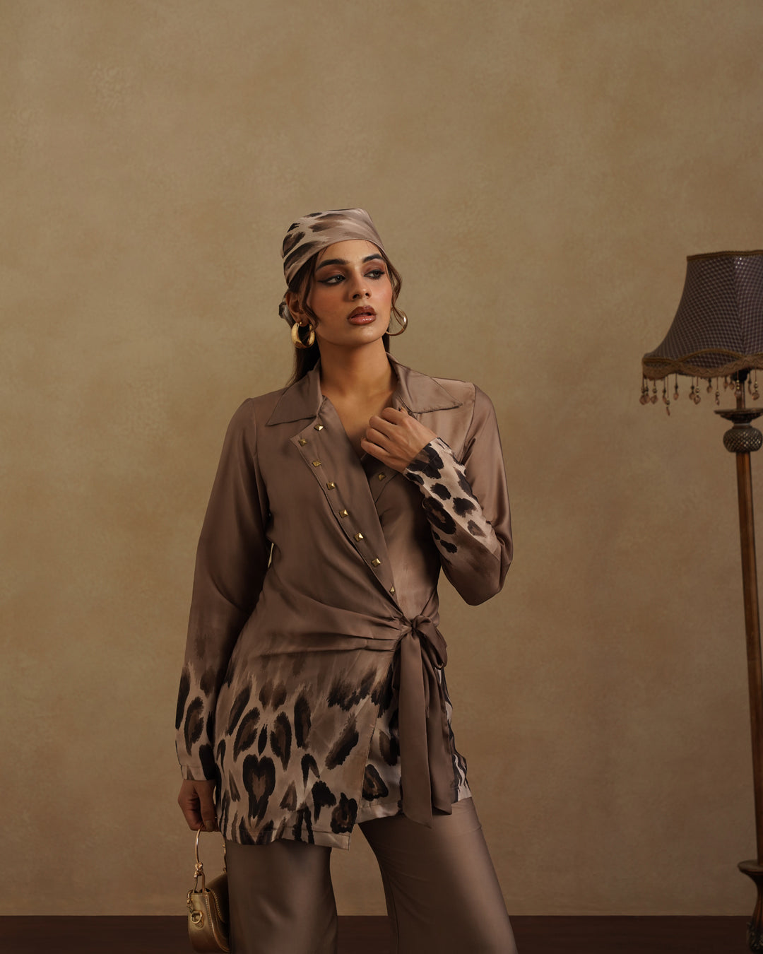 Leopard Blazer set  with Free Bandana