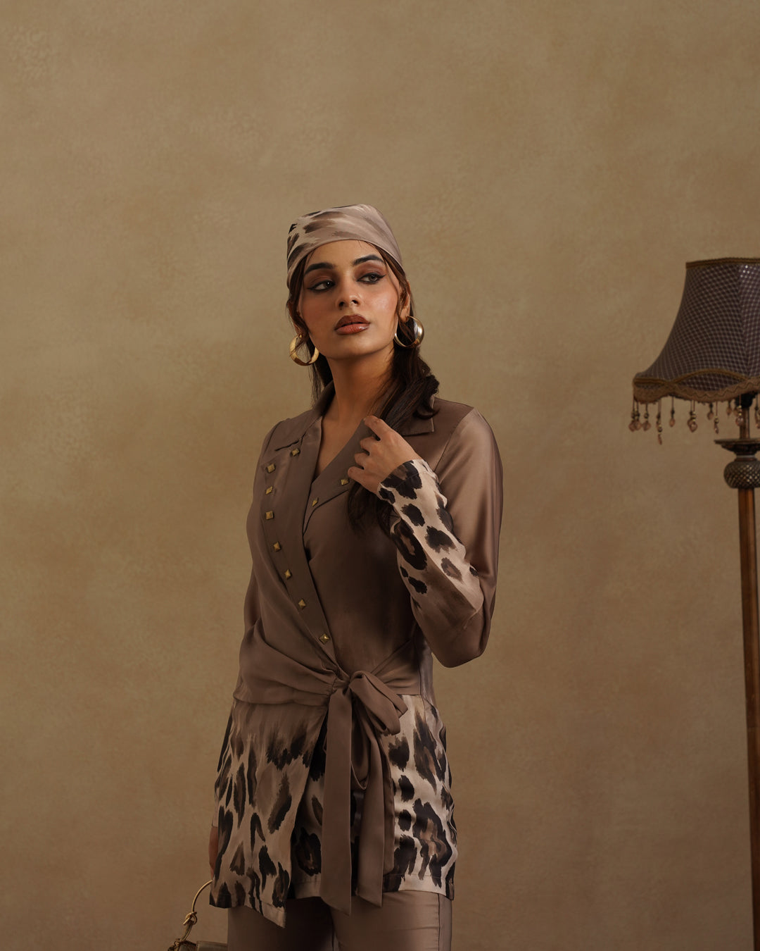 Leopard Blazer set  with Free Bandana