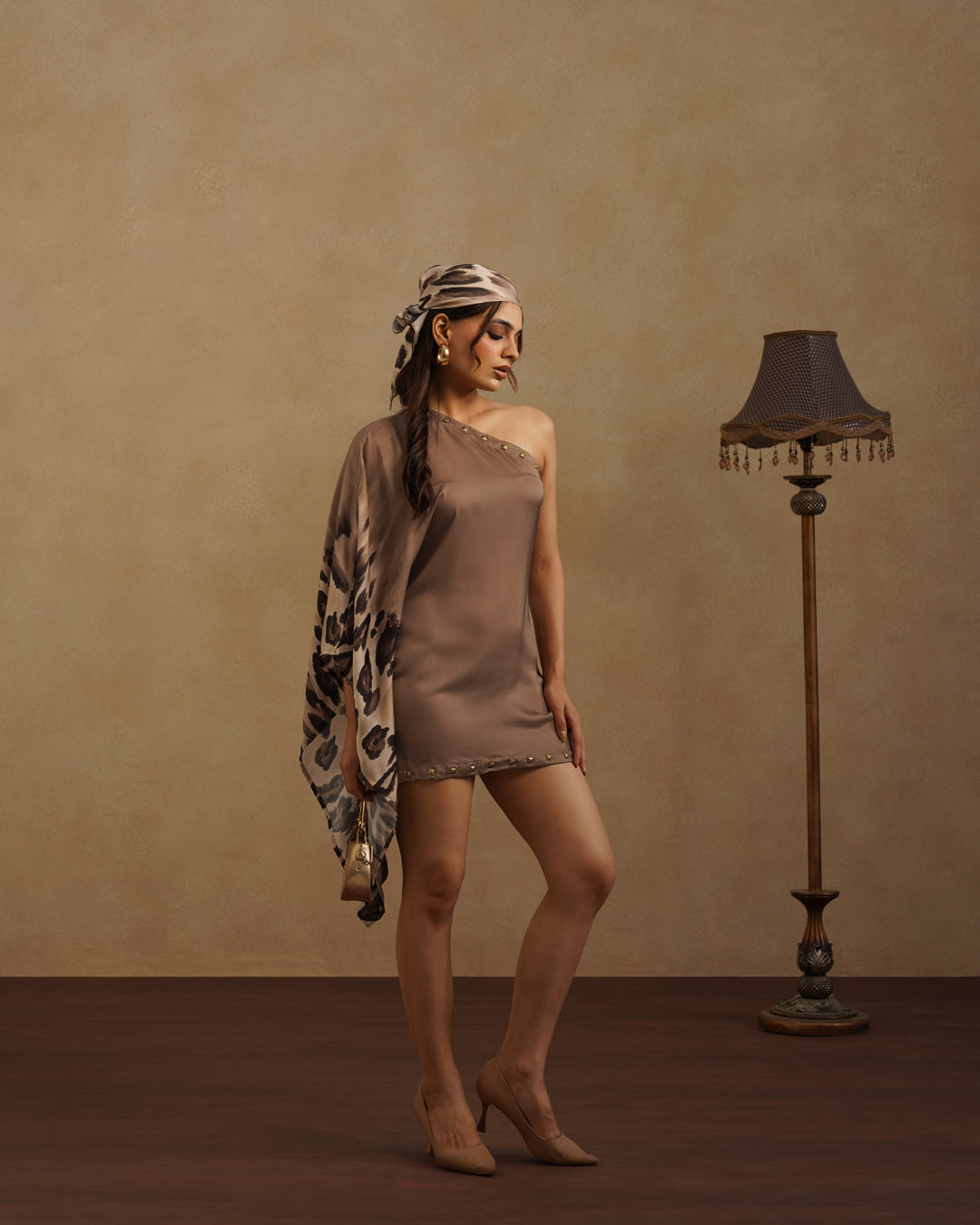 Leopard Assy Mini dress  with Free Bandana
