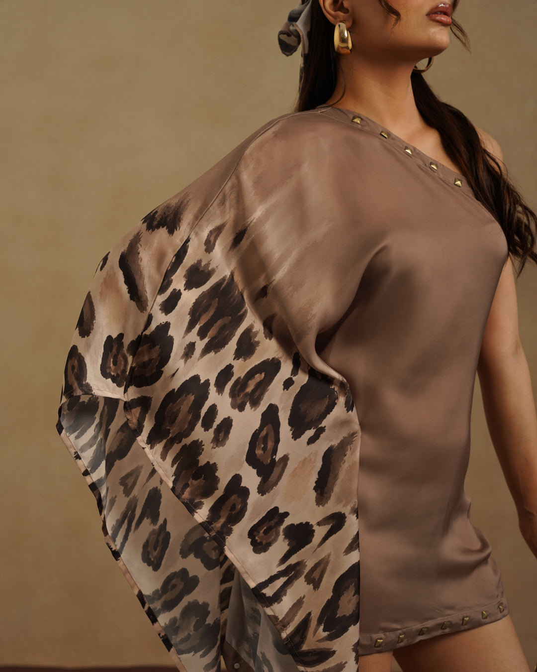 Leopard Assy Mini dress  with Free Bandana