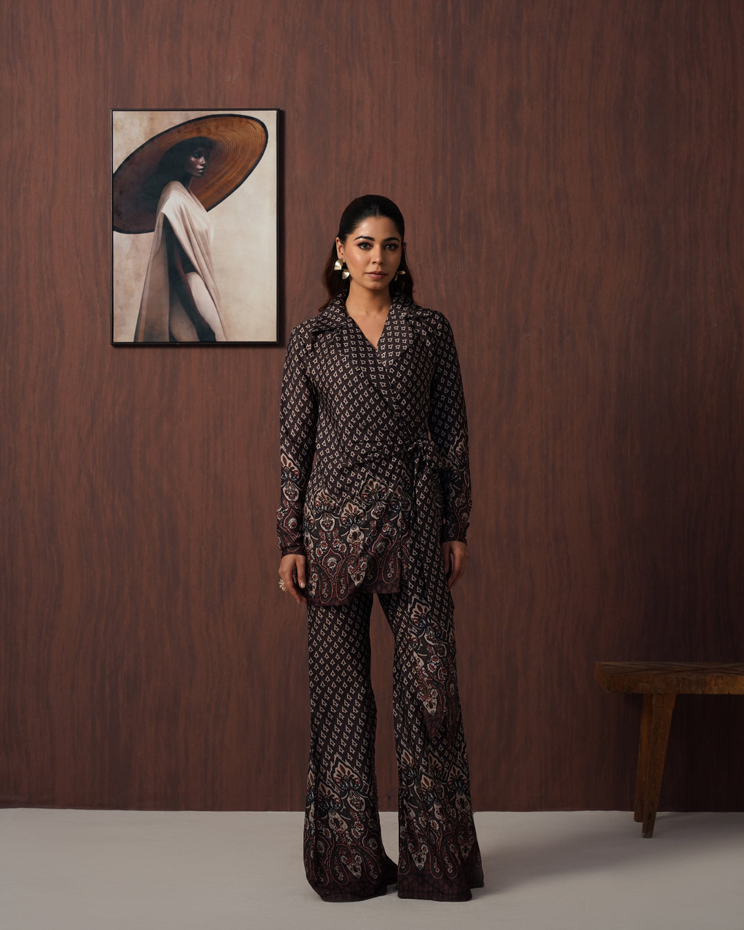 Brown Paisley blazer set