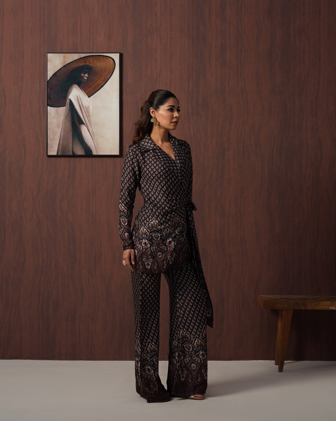 Brown Paisley blazer set