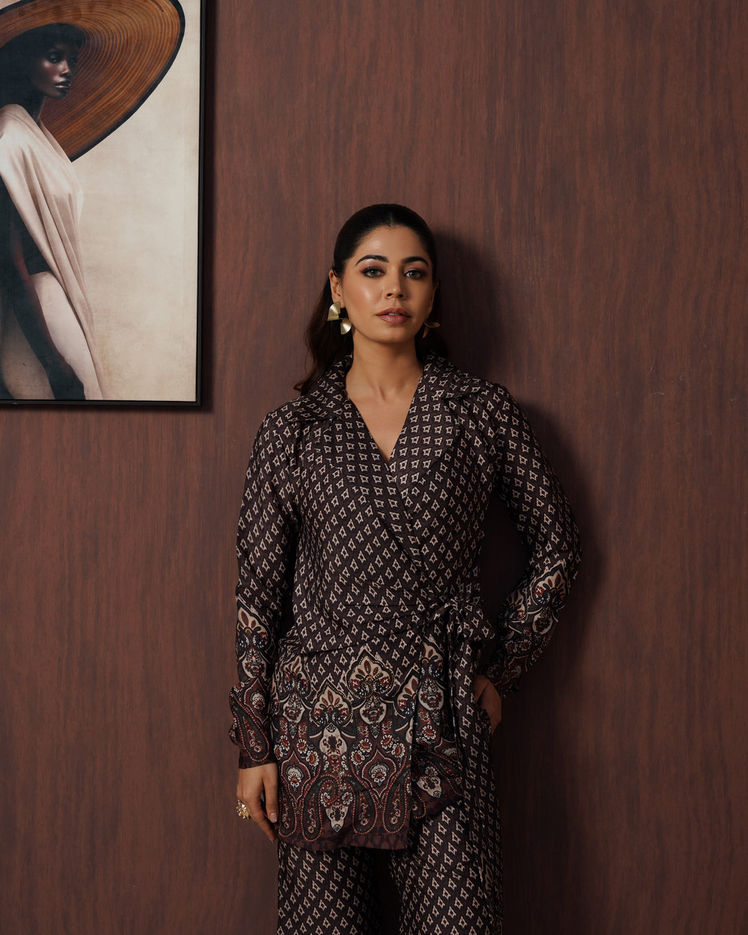 Brown Paisley blazer set