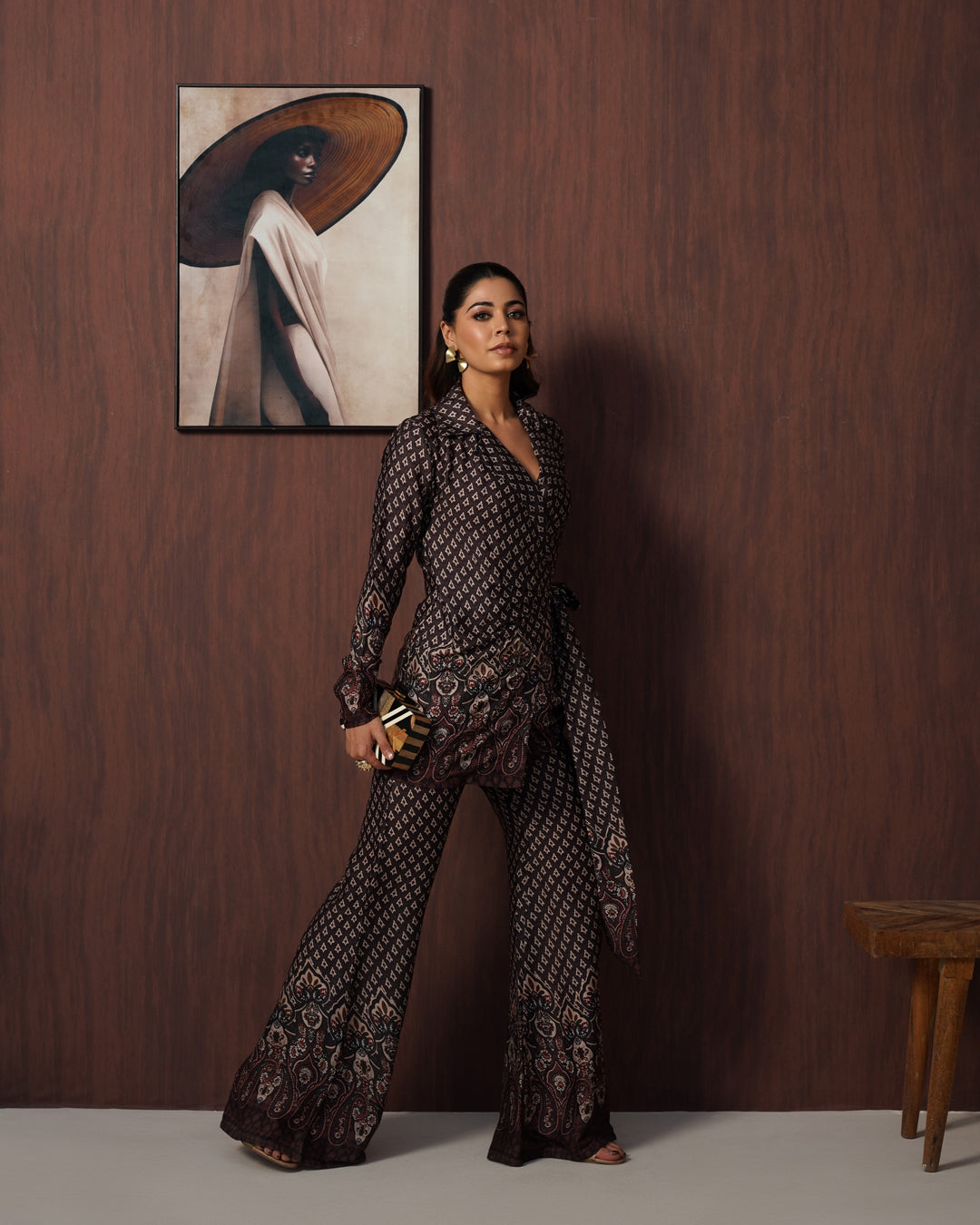 Brown Paisley blazer set