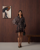 Brown paisley frill dress