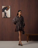 Brown paisley frill dress