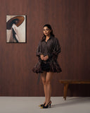 Brown paisley frill dress