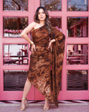 BROWN ASYMMETRICAL DRESS