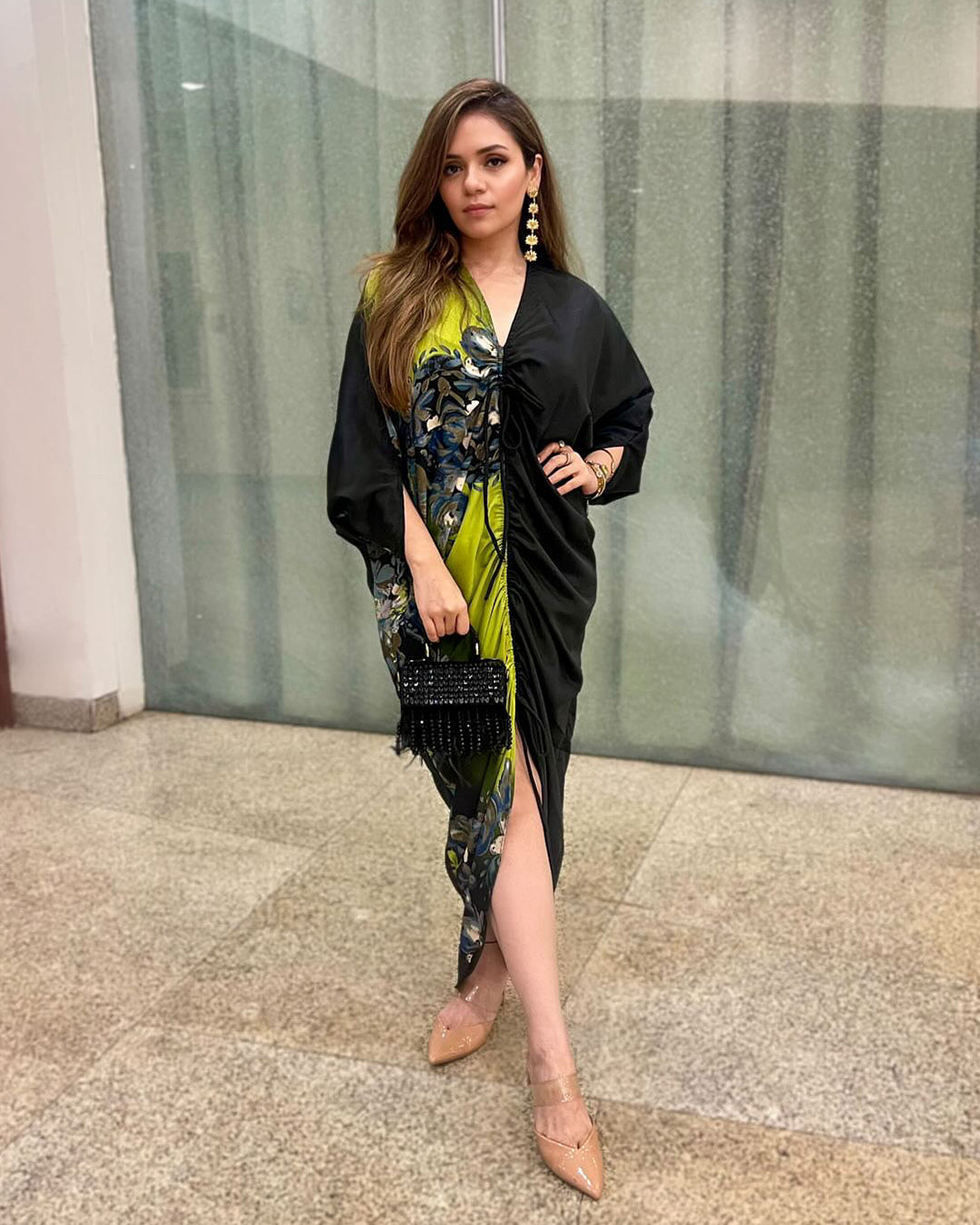NEON LIME FLORAL KAFTAN