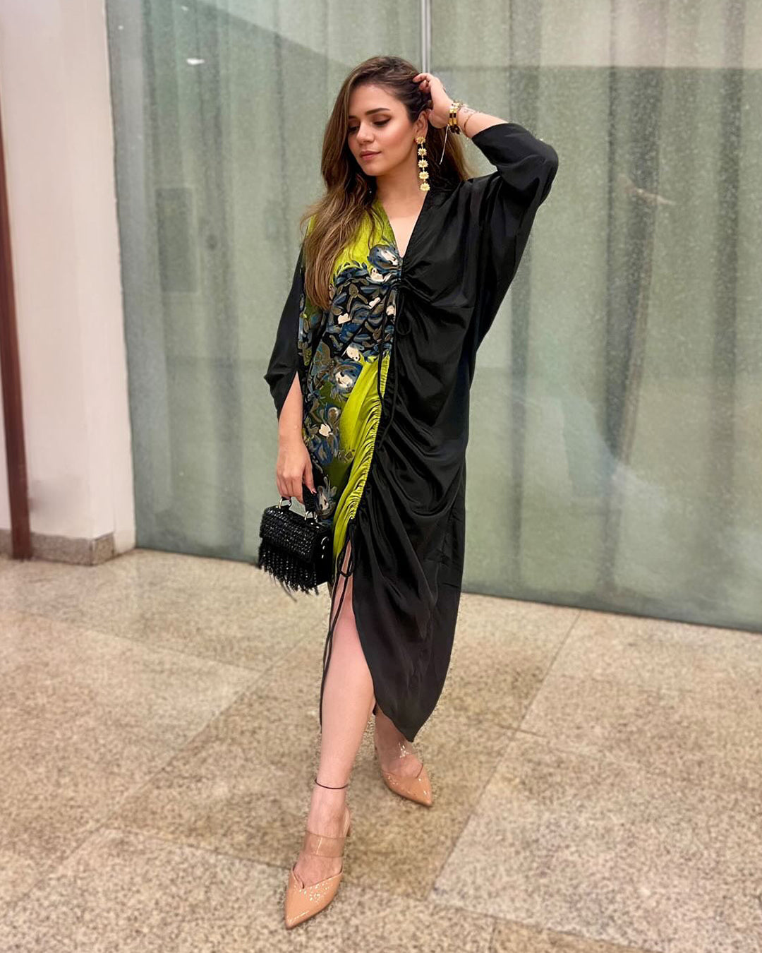 NEON LIME FLORAL KAFTAN
