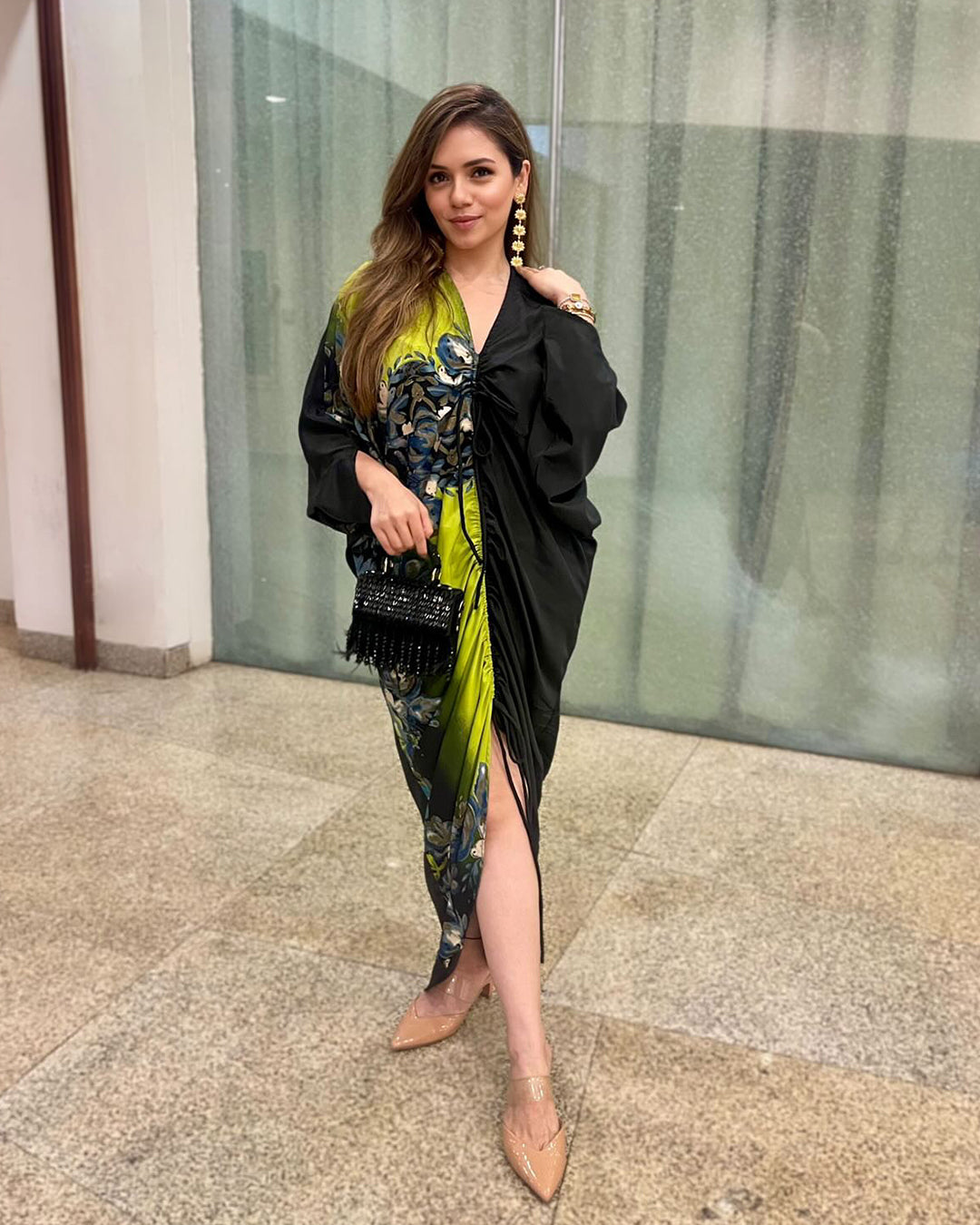 NEON LIME FLORAL KAFTAN