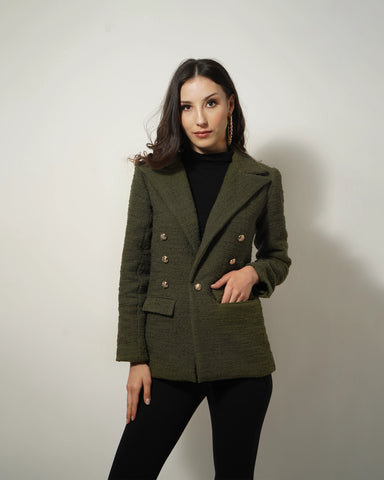 OLIVE TEXTURED BLAZER