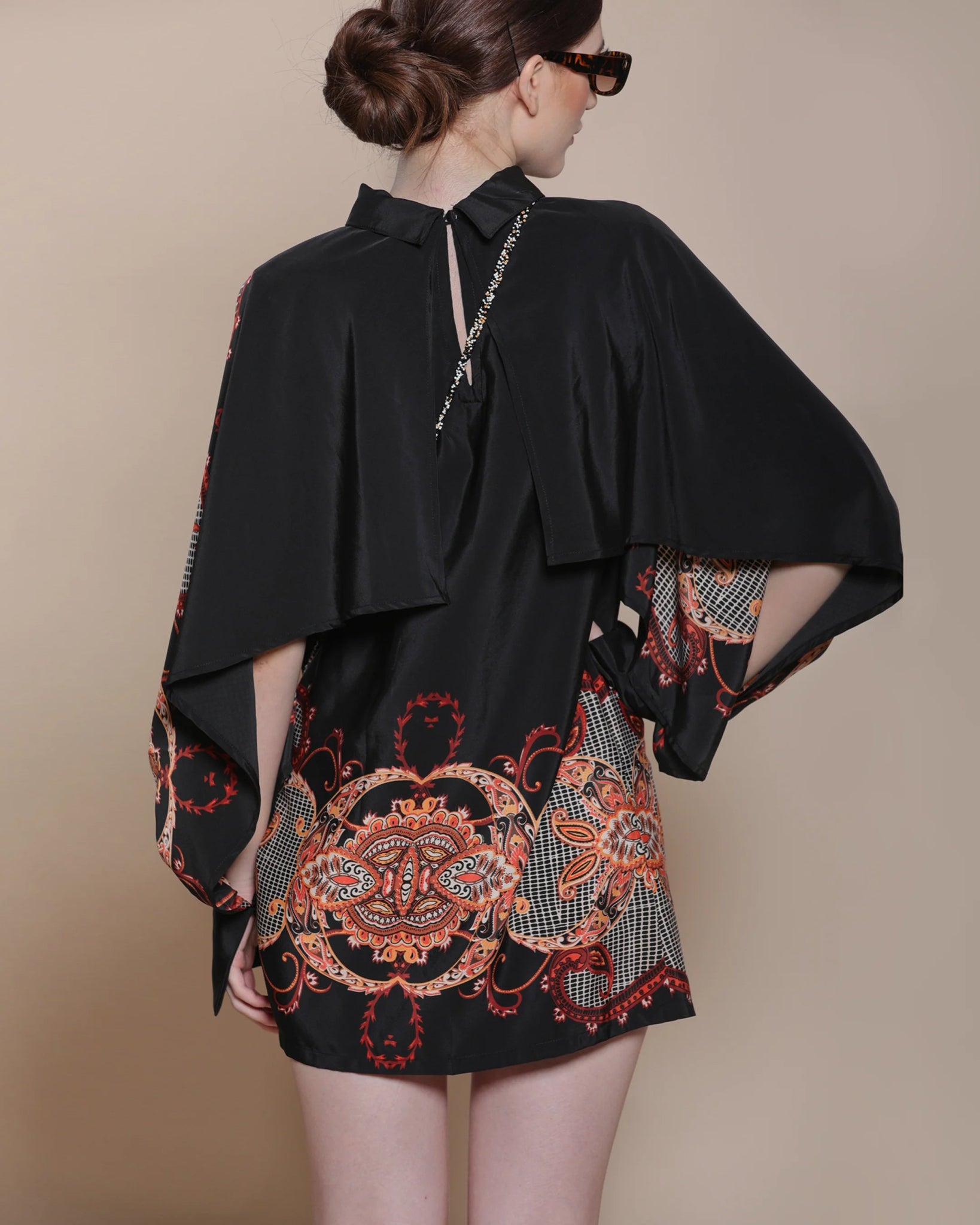 BAROQUE CAPE DRESS (DOUBLE PRINT) - Wabi Sabi