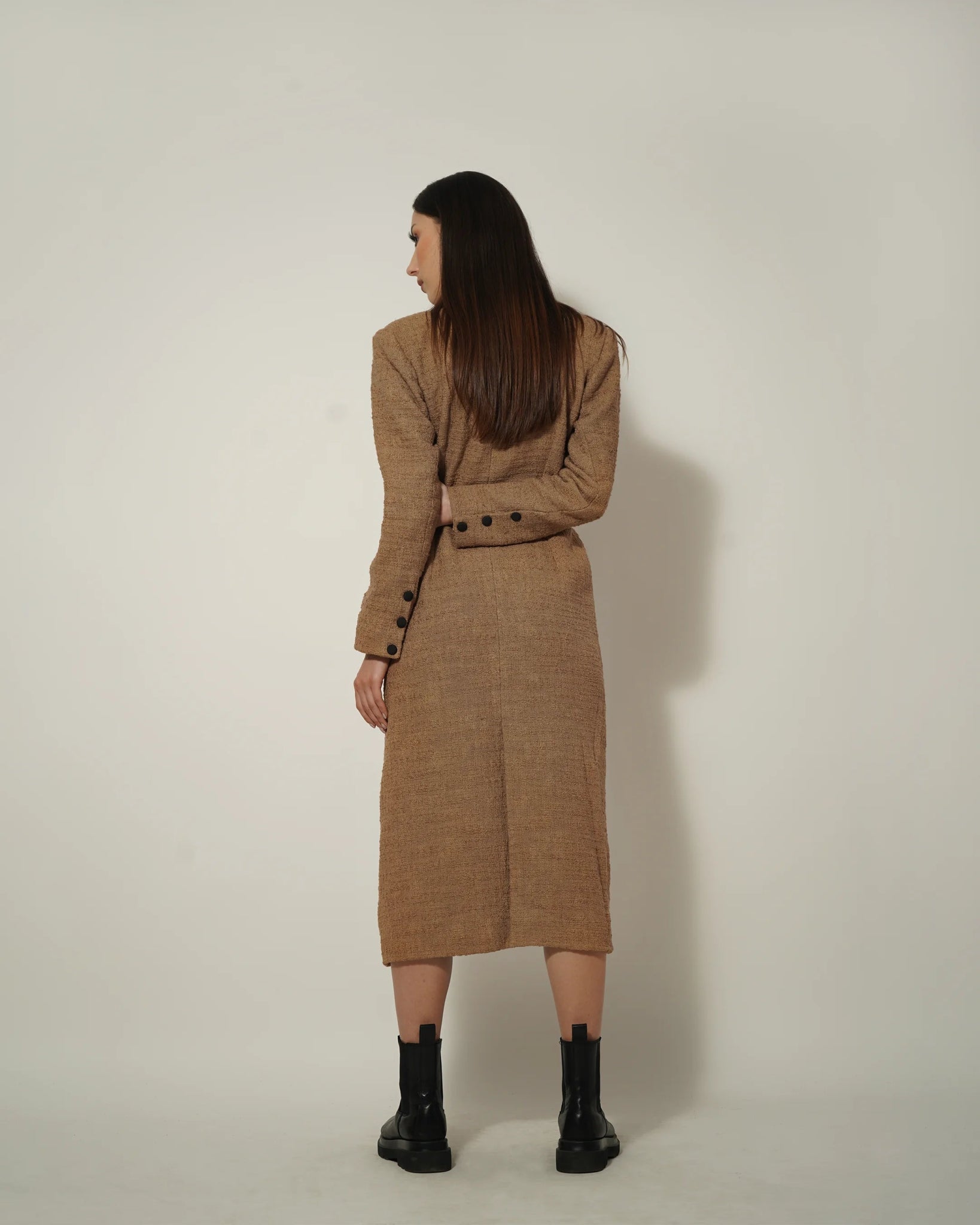 BEIGE LONG TEXTURED COAT - Wabi Sabi