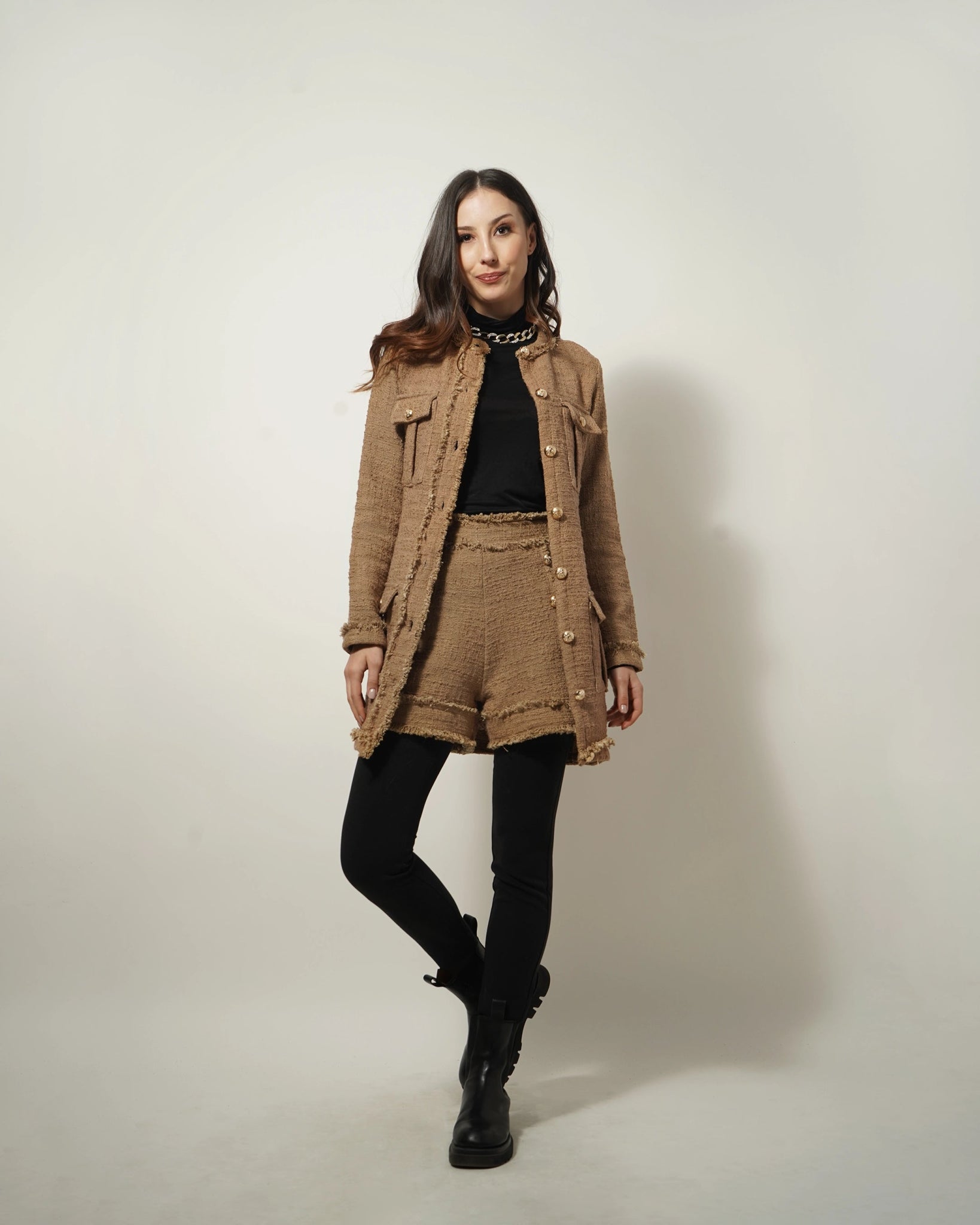 BEIGE TEXTURED SHACKET DRESS - Wabi Sabi