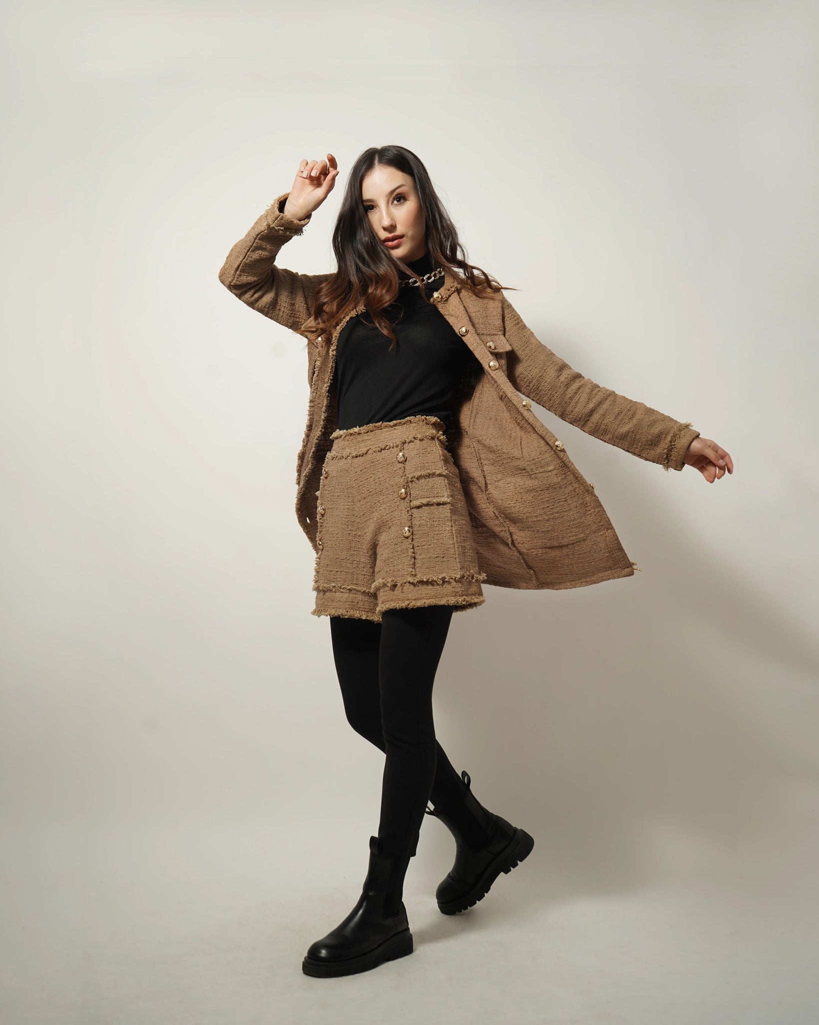 BEIGE TEXTURED SHACKET DRESS - Wabi Sabi