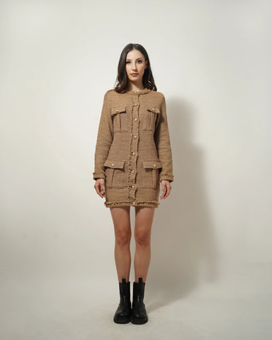 BEIGE TEXTURED SHACKET DRESS - Wabi Sabi