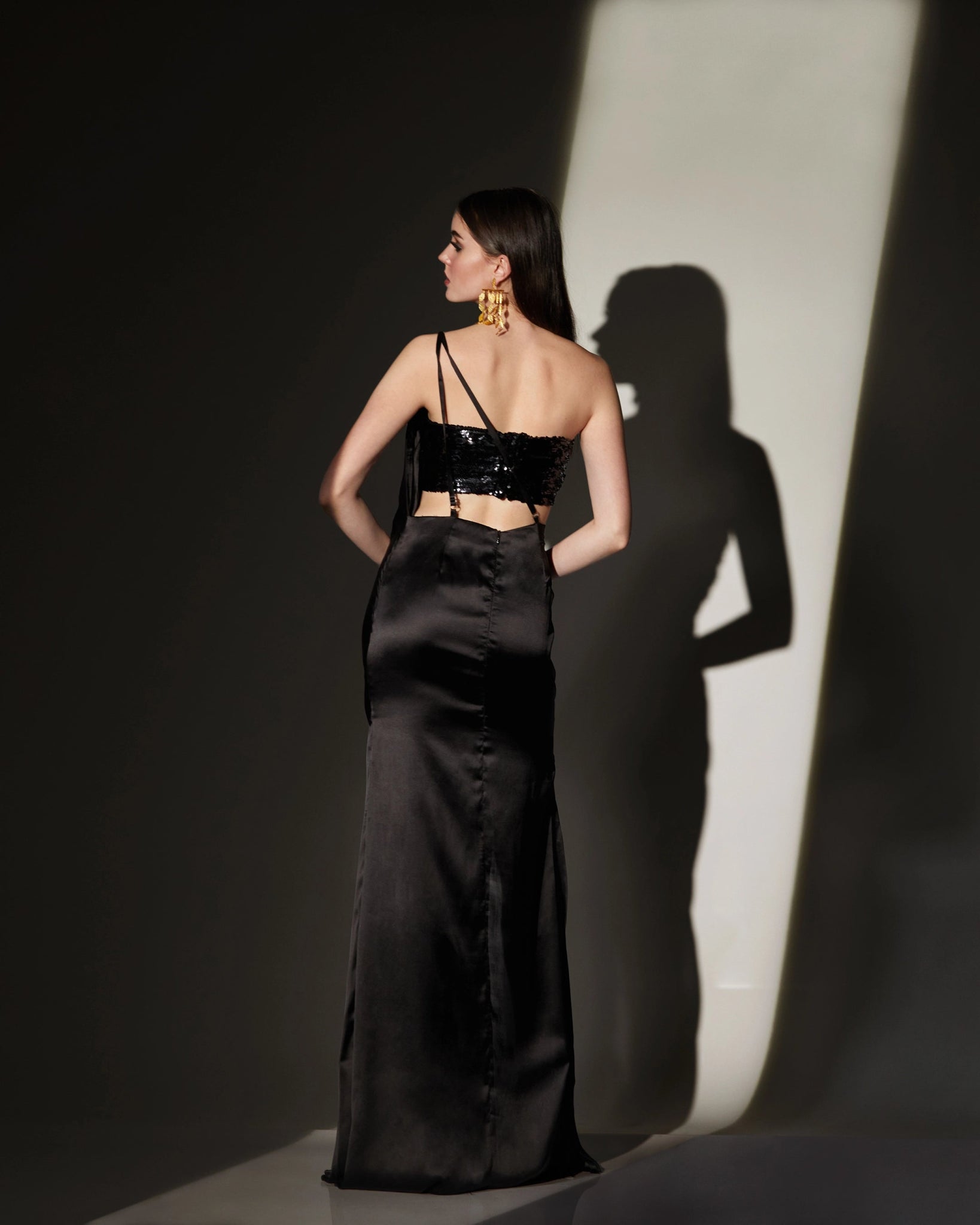 BLACK SATIN GOWN - Wabi Sabi