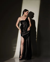 BLACK SATIN GOWN - Wabi Sabi