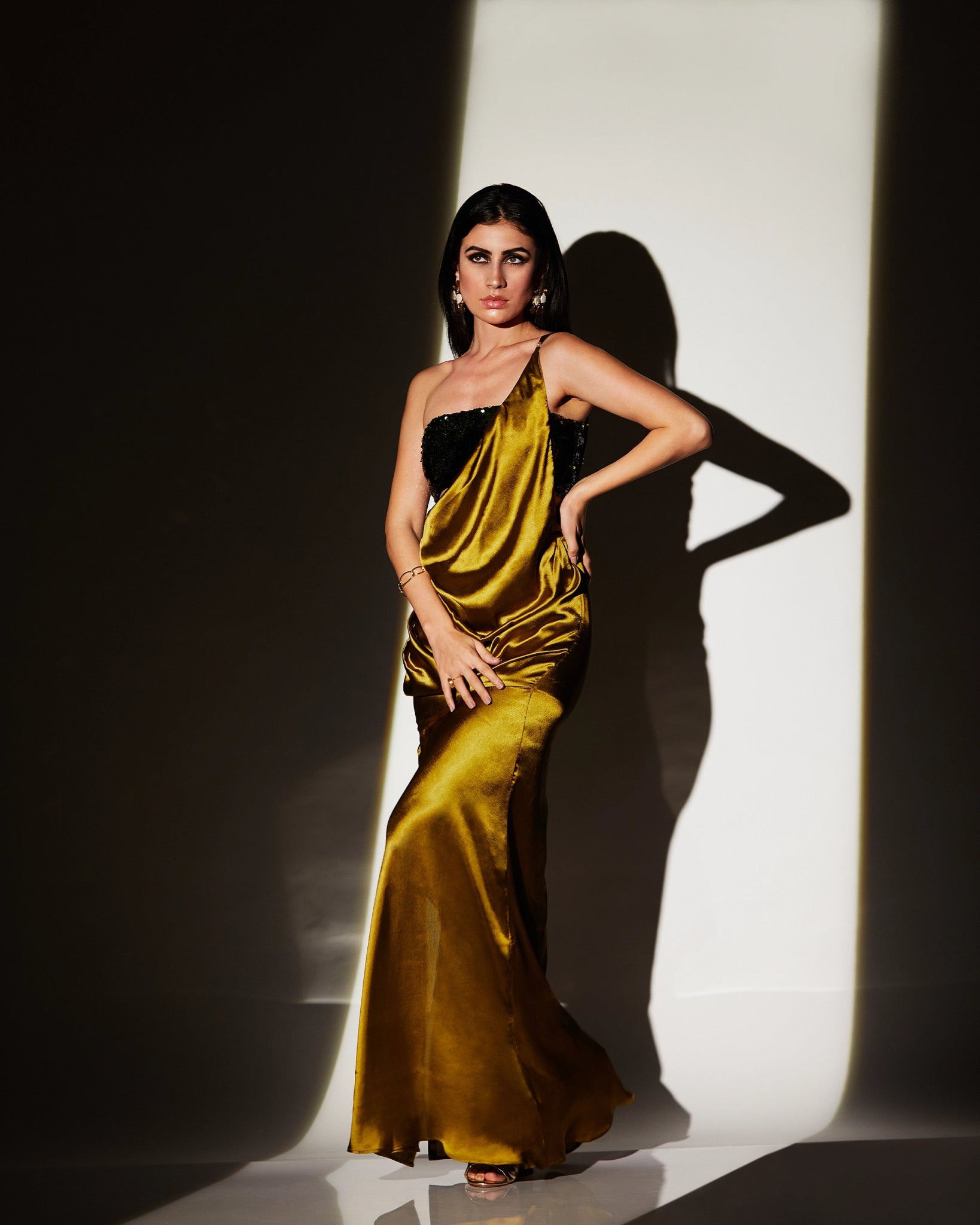 GREEN SATIN GOWN - Wabi Sabi