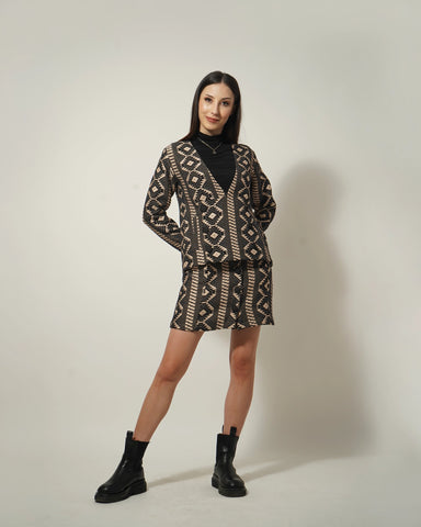 JACQUARD COAT-SKIRT SET - Wabi Sabi